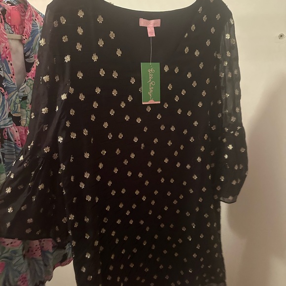 Lilly Pulitzer Matilda Black and Gold Dress - mordernwear.com